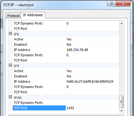 updated value to MS SQL default port